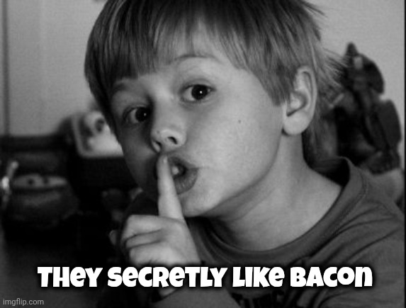 Shhhh | They secretly like Bacon | image tagged in shhhh | made w/ Imgflip meme maker