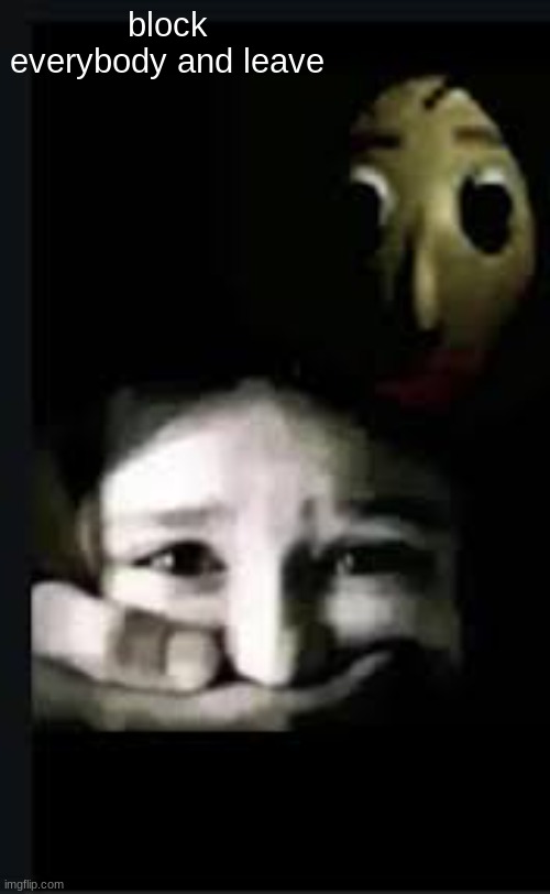 baldi hush | block everybody and leave | image tagged in baldi hush | made w/ Imgflip meme maker