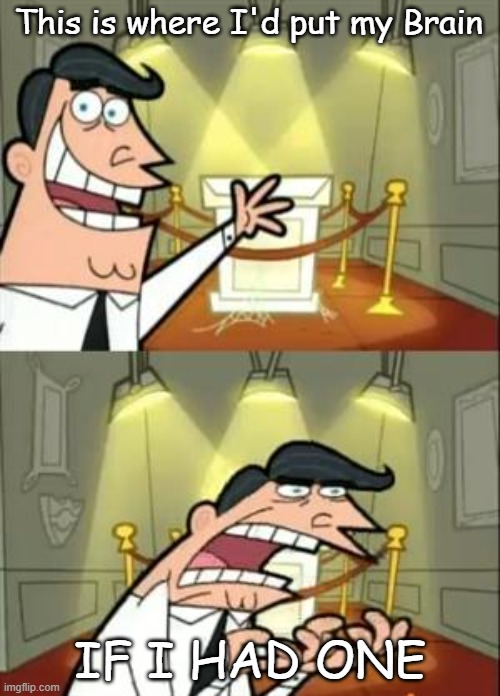 Mah Brain... | This is where I'd put my Brain; IF I HAD ONE | image tagged in memes,this is where i'd put my trophy if i had one | made w/ Imgflip meme maker