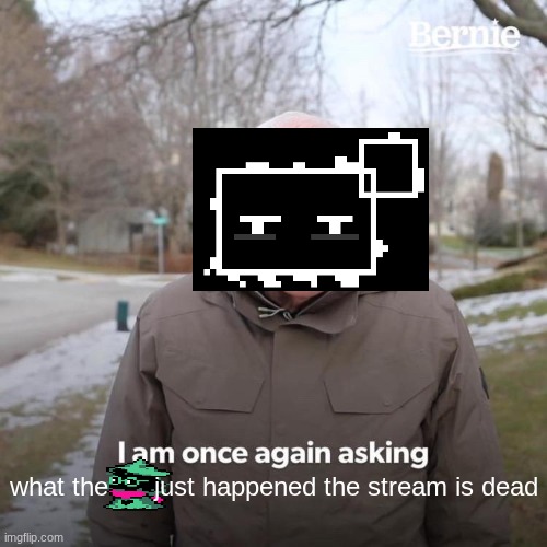 ralsei protected you from profanity (d - epsi. note) | what the      just happened the stream is dead | image tagged in memes,bernie i am once again asking for your support | made w/ Imgflip meme maker
