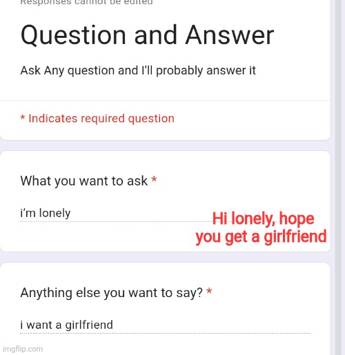 Hi lonely, hope you get a girlfriend | made w/ Imgflip meme maker