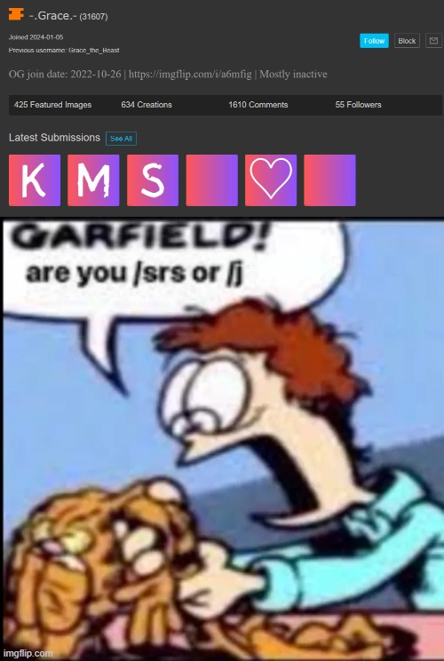 image tagged in garfield are you /srs or /j | made w/ Imgflip meme maker