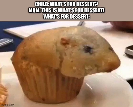 You don't know what is for dessert | CHILD: WHAT'S FOR DESSERT?
MOM: THIS IS WHAT'S FOR DESSERT!
WHAT'S FOR DESSERT: | image tagged in rat muffin,dessert,memes,fun | made w/ Imgflip meme maker