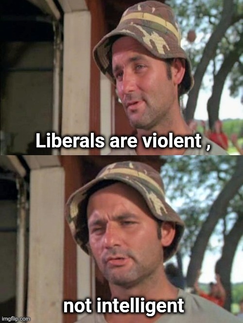 Carl tells a joke | Liberals are violent , not intelligent | image tagged in carl tells a joke | made w/ Imgflip meme maker