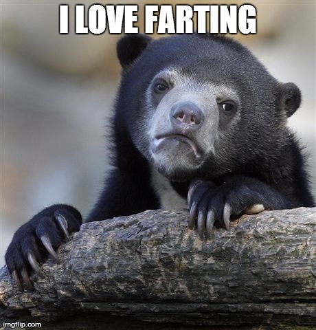 Confession Bear | I LOVE FARTING | image tagged in memes,confession bear | made w/ Imgflip meme maker