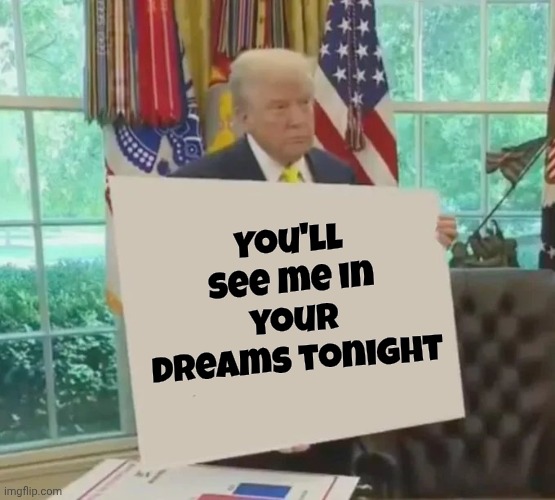 Your Idol President Trump | You'll see me in your dreams tonight | image tagged in your idol president trump | made w/ Imgflip meme maker