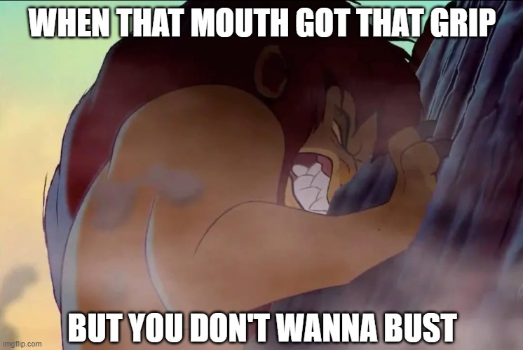She Got Grip | WHEN THAT MOUTH GOT THAT GRIP; BUT YOU DON'T WANNA BUST | image tagged in sex jokes | made w/ Imgflip meme maker