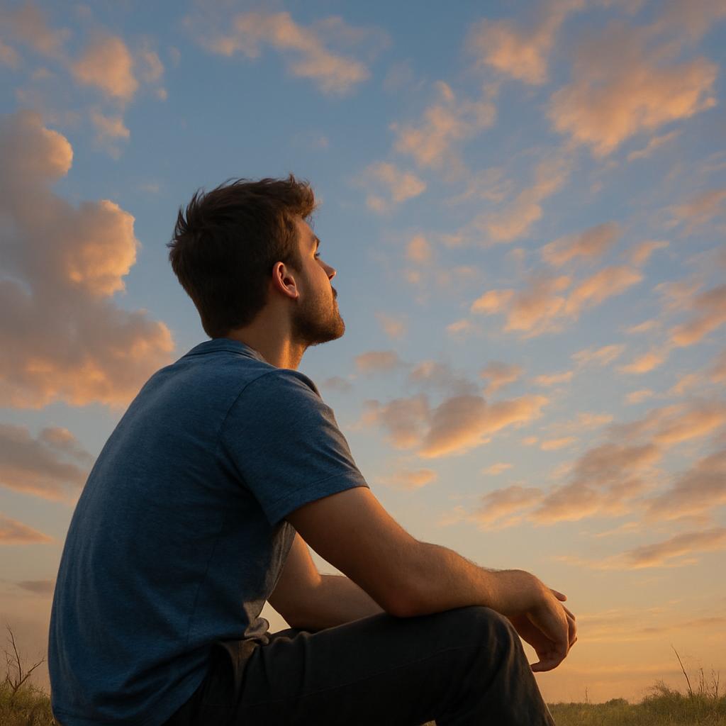 A guy sitting looking at the sky Blank Meme Template