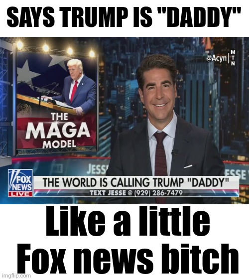 Blank White Template | SAYS TRUMP IS "DADDY" Like a little
 Fox news bitch | image tagged in blank white template | made w/ Imgflip meme maker