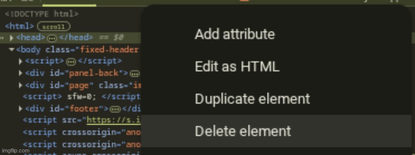 Head delete element Blank Meme Template