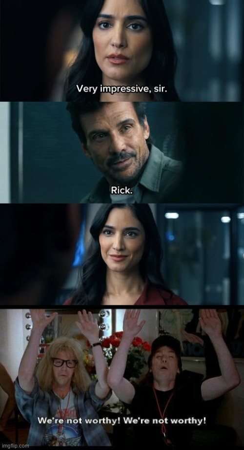 Rizz Flag Sr. showing Garth and Wayne how to flirt. | image tagged in wayne's world,hbo max | made w/ Imgflip meme maker