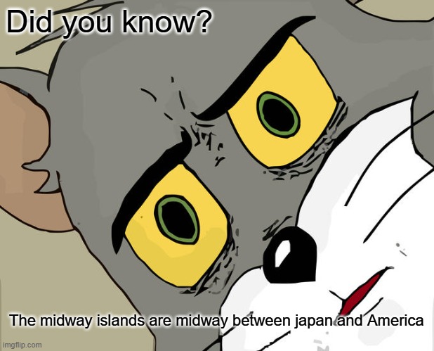 Unsettled Tom | Did you know? The midway islands are midway between japan and America | image tagged in memes,unsettled tom | made w/ Imgflip meme maker