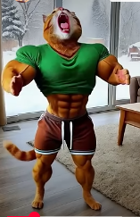 buff cat screaming Blank Meme Template