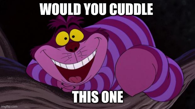 the blue one is creepy | WOULD YOU CUDDLE; THIS ONE | image tagged in cheshire cat | made w/ Imgflip meme maker