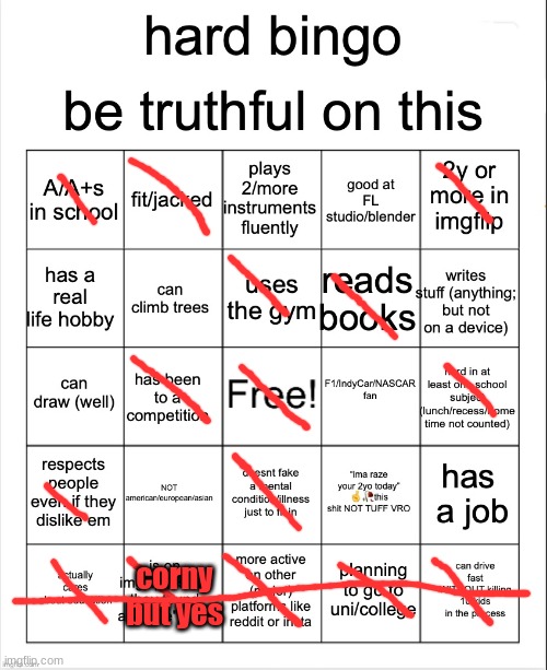 ez | corny but yes | image tagged in hard bingo for msmg | made w/ Imgflip meme maker