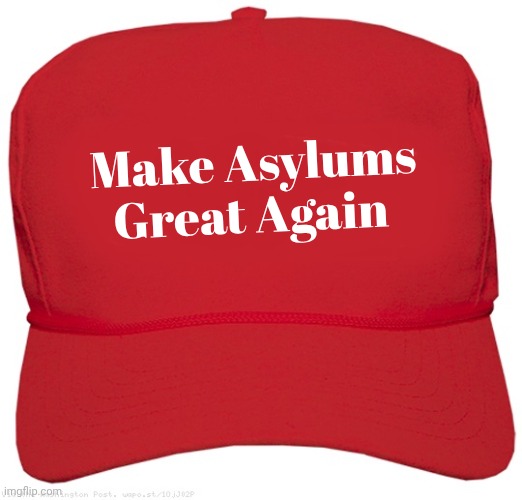blank red MAGA hat | Make Asylums Great Again | image tagged in blank red maga hat | made w/ Imgflip meme maker