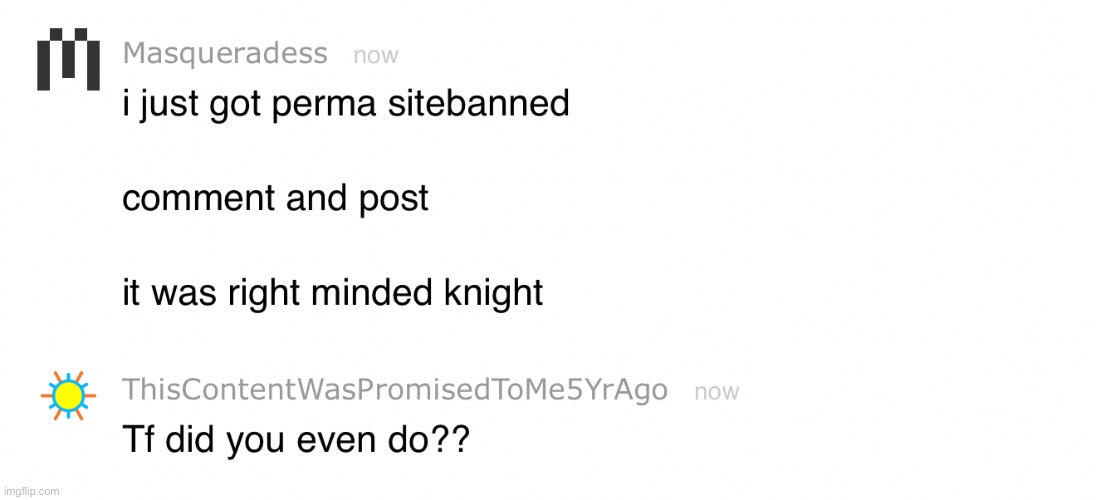 It wasn’t Andrew. Ngl I have no idea why she got sitewided, you’re gonna have to ask him. | made w/ Imgflip meme maker