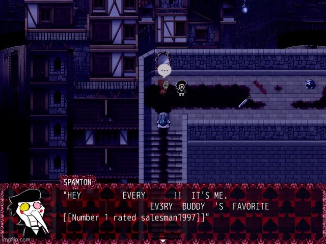 Who let blud enter wonderland | image tagged in black souls,deltarune,kromer,memes,shitpost | made w/ Imgflip meme maker