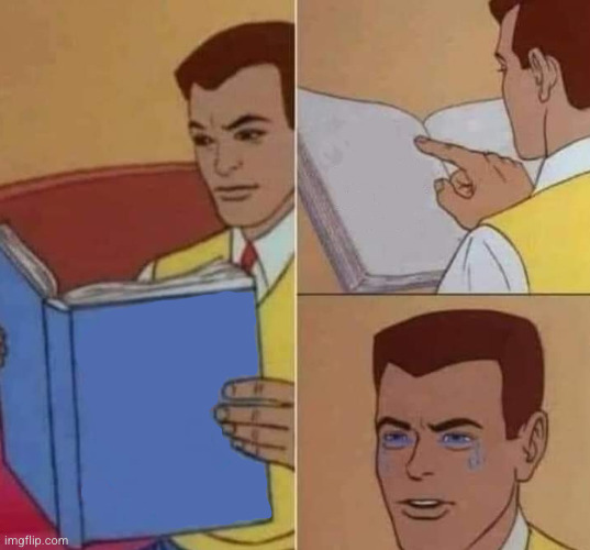 Peter Parker Reading Book & Crying | image tagged in peter parker reading book crying | made w/ Imgflip meme maker