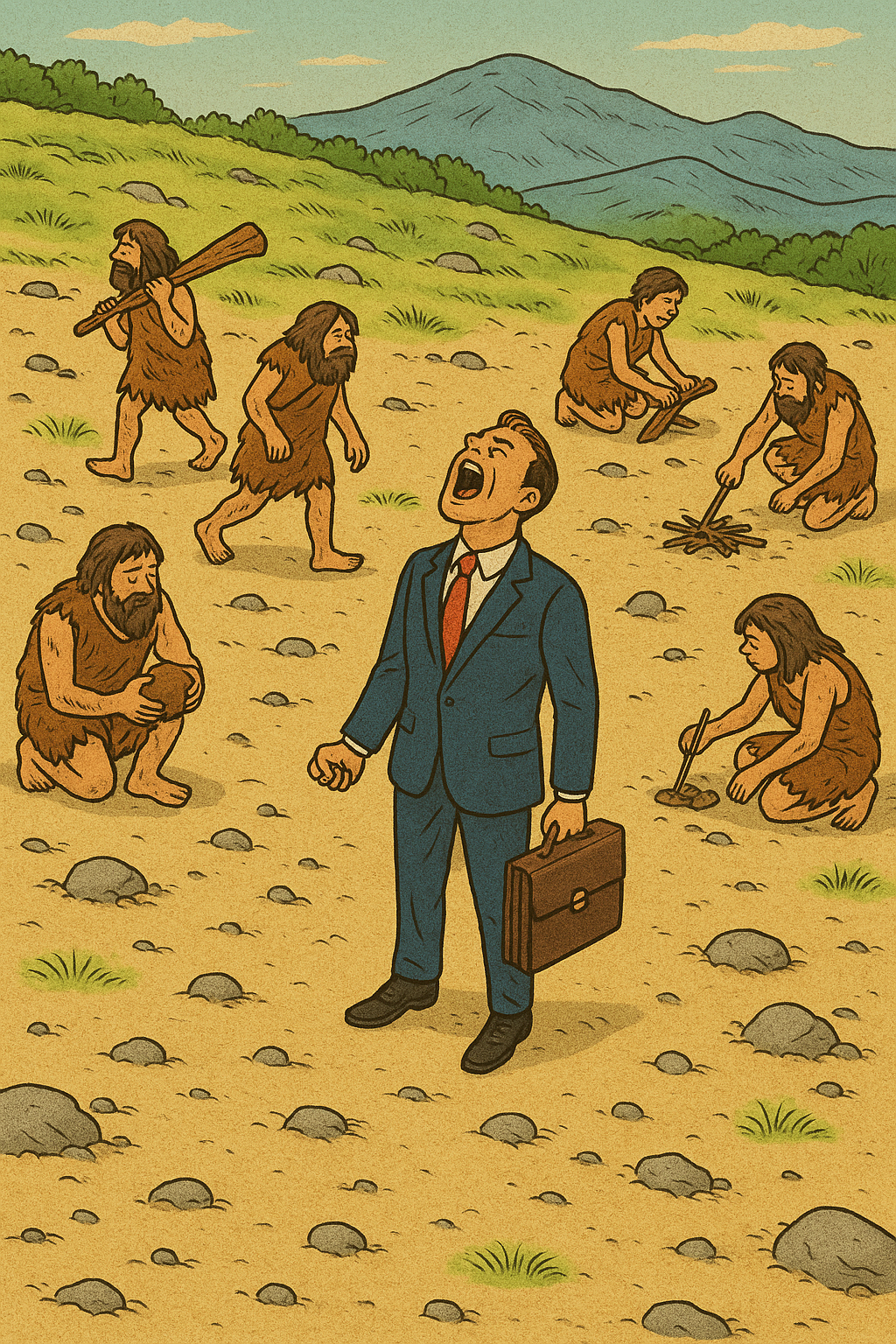 CEO among Cavemen Blank Meme Template