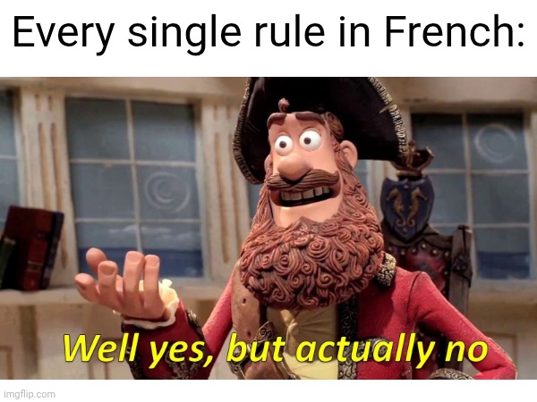 There are more exceptions than rules tbh | Every single rule in French: | image tagged in memes,french,languages,funny | made w/ Imgflip meme maker
