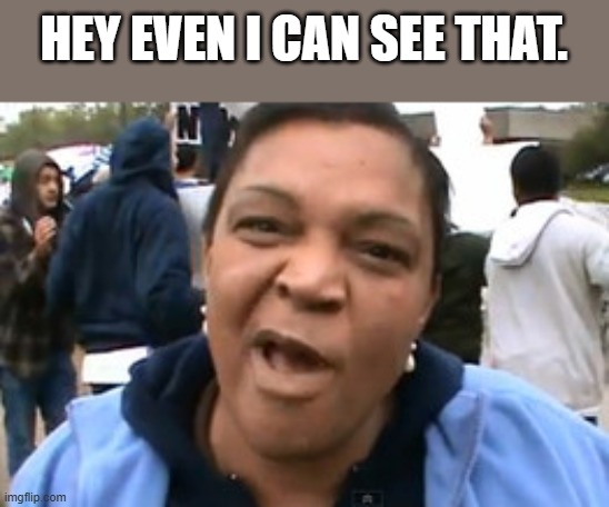 When reality sets in; it's still hard to acknowledge it when you've been working for the other side your whole life. | HEY EVEN I CAN SEE THAT. | image tagged in obamaphone lady | made w/ Imgflip meme maker