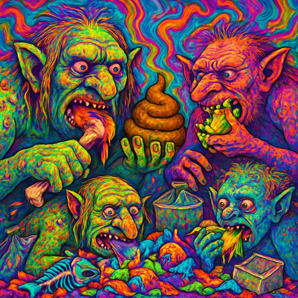 ugly trolls eating garbage and dog poop Blank Meme Template