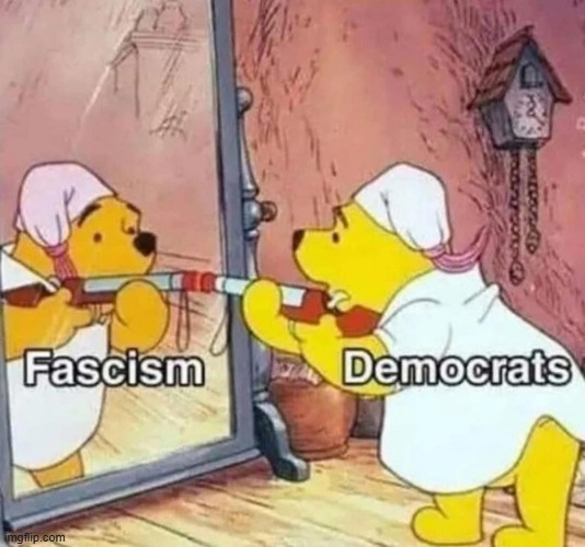 Clearly... | image tagged in obvious,obviously,democrats,look at me,objects in mirror are closer than they appear,mirror | made w/ Imgflip meme maker