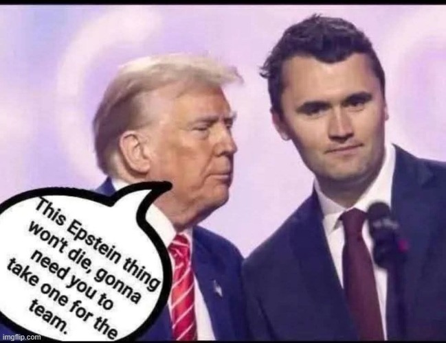 One for the team | image tagged in donald trump,charlie,trump,jeffrey epstein,epstein,maga | made w/ Imgflip meme maker