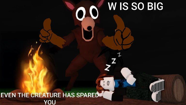 W is so big even the creature has spared you Blank Meme Template