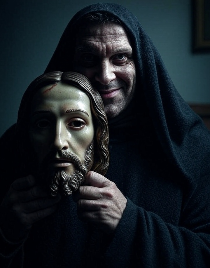 Evil MAGA hiding behind Christian mask Blank Meme Template