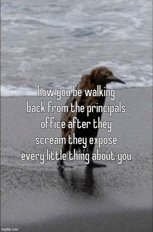 Dejected | how you be walking back from the principals office after they scream they expose every little thing about you | image tagged in dejected | made w/ Imgflip meme maker