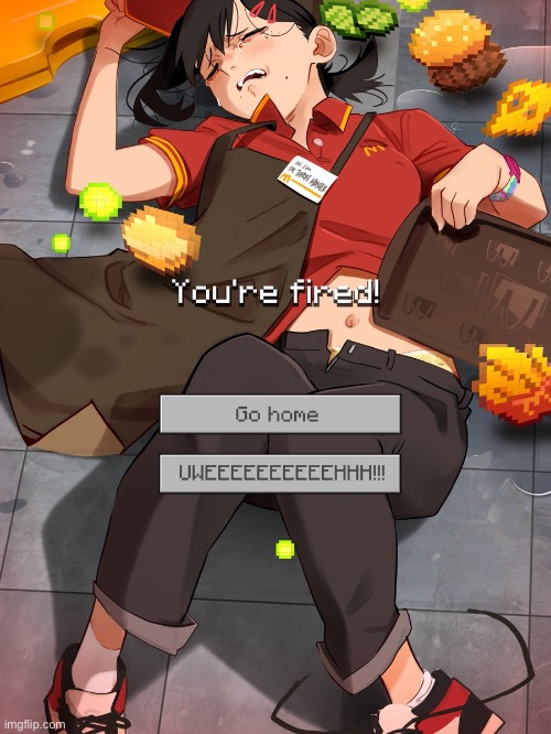 Minimum wage worker | image tagged in memes,shitpost,anime,manga,chainsaw bear,art by kyhleri | made w/ Imgflip meme maker