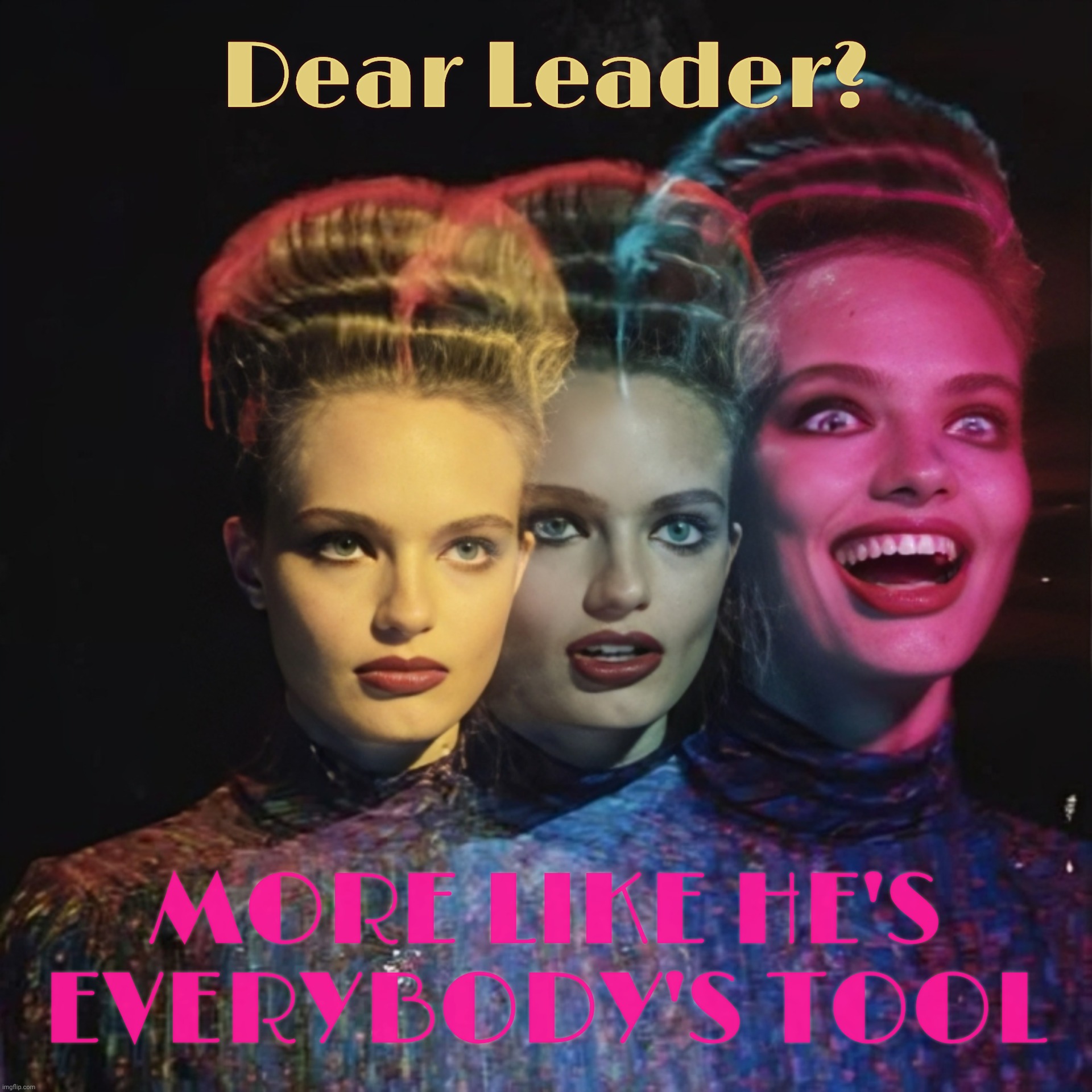 To lead, or not to lead, that tool is the question | Dear Leader? MORE LIKE HE'S EVERYBODY'S TOOL | image tagged in hardy har har ii,dear leader,when dear leader is just a tool,everybody's tool,the autocrat club's court jester,wind up toy | made w/ Imgflip meme maker