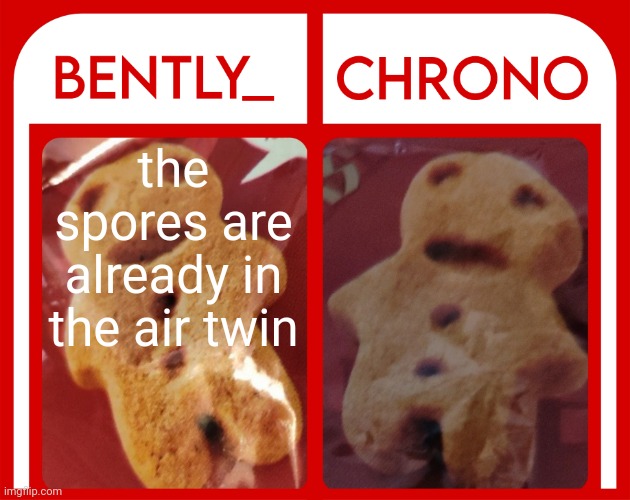 the mold <3 | the spores are already in the air twin | image tagged in bently chrono | made w/ Imgflip meme maker