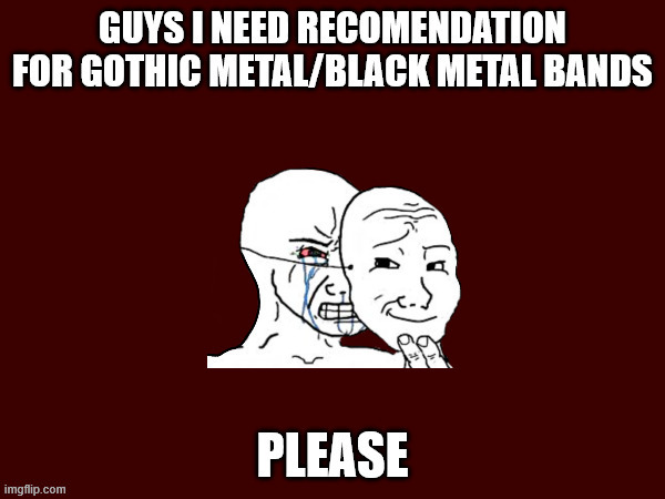 plz | image tagged in metal,black metal,gothic,gothic metal,goth,music | made w/ Imgflip meme maker