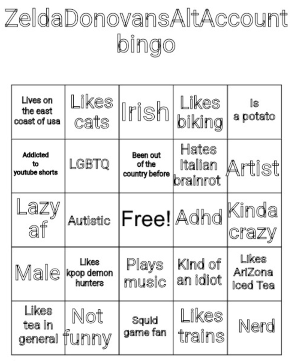 High Quality ZeldaDonovansAltAccount bingo Blank Meme Template