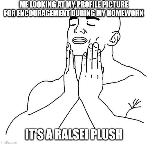 *gets a hit of dopamine every 15-30 seconds* | ME LOOKING AT MY PROFILE PICTURE FOR ENCOURAGEMENT DURING MY HOMEWORK; IT'S A RALSEI PLUSH | image tagged in soothing face rub,ralsei,deltarune,homework | made w/ Imgflip meme maker