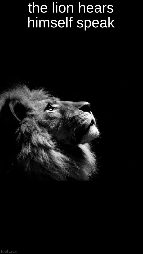 s | the lion hears himself speak | image tagged in a lion doesn t concern himself | made w/ Imgflip meme maker