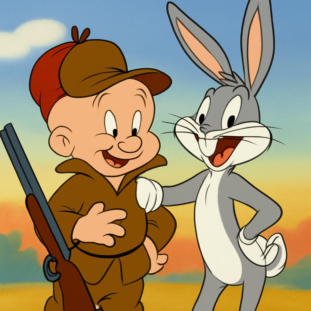 Elmer Fudd and Bugs Bunny friendly Blank Meme Template