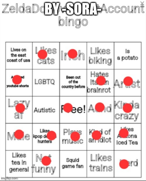 Under 30 days so I have to post | BY -SORA- | image tagged in bingo | made w/ Imgflip meme maker