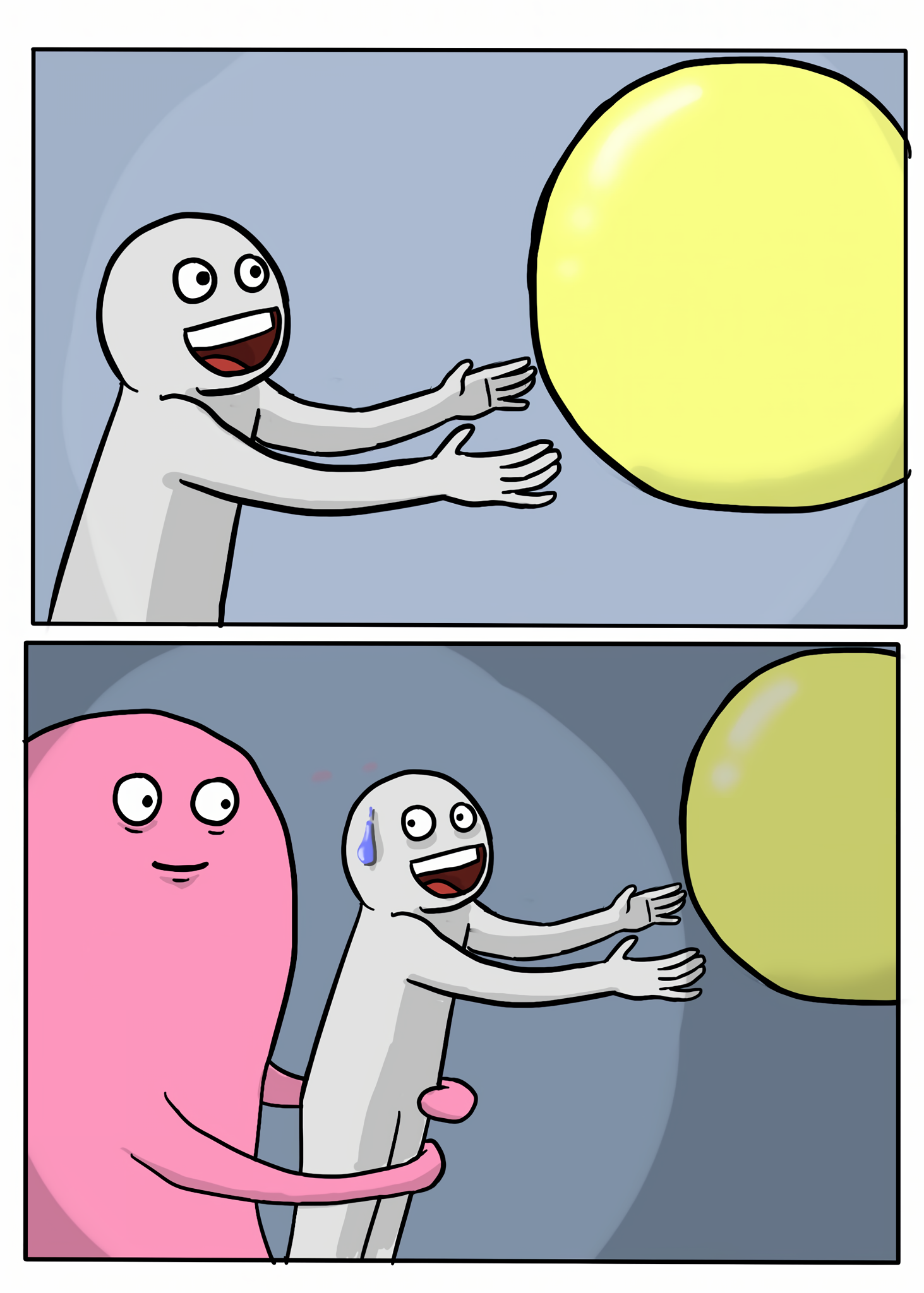 Awkward pink hugging guy Blank Meme Template