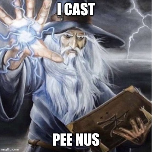Wizard Casting | I CAST PEE NUS | image tagged in wizard casting | made w/ Imgflip meme maker
