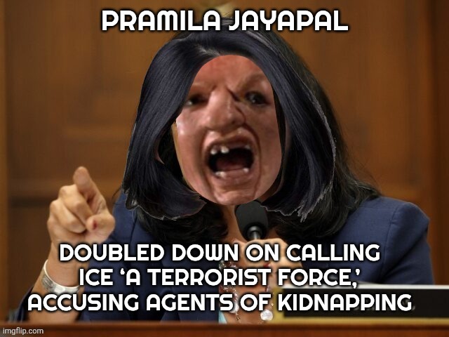 Pramila Jayapal  meme | PRAMILA JAYAPAL; DOUBLED DOWN ON CALLING ICE ‘A TERRORIST FORCE,’ ACCUSING AGENTS OF KIDNAPPING | image tagged in illegal immigrants | made w/ Imgflip meme maker