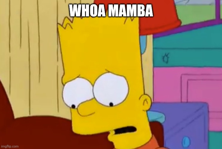 Bart Simpson Is Sad | WHOA MAMBA | image tagged in bart simpson is sad | made w/ Imgflip meme maker