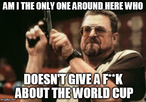 Am I The Only One Around Here Meme | AM I THE ONLY ONE AROUND HERE WHO DOESN'T GIVE A F**K ABOUT THE WORLD CUP | image tagged in memes,am i the only one around here | made w/ Imgflip meme maker