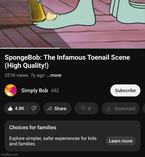 image tagged in youtube,spongebob | made w/ Imgflip meme maker