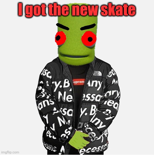 EVIL epilektoi drip | I got the new skate | image tagged in evil epilektoi drip | made w/ Imgflip meme maker