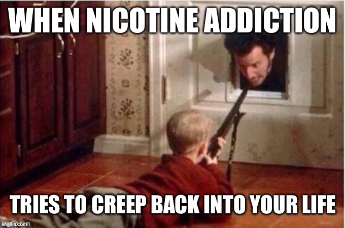 Home Alone | WHEN NICOTINE ADDICTION; TRIES TO CREEP BACK INTO YOUR LIFE | image tagged in home alone | made w/ Imgflip meme maker