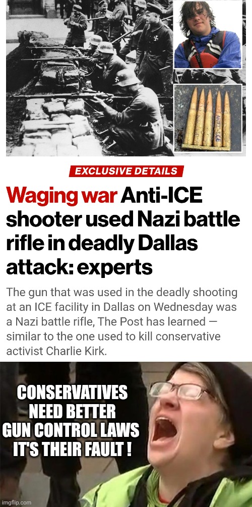 Leftist Violence in a loophole | CONSERVATIVES
 NEED BETTER 
GUN CONTROL LAWS 
IT'S THEIR FAULT ! | image tagged in crying liberal,leftists,ice,democrats,terrorism | made w/ Imgflip meme maker